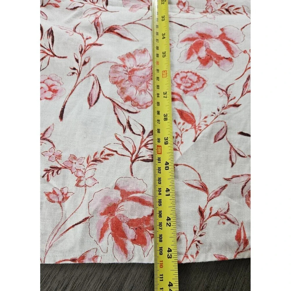 Cynthia Rowley Red Pink Floral Linen Dress Button Down V Neck Sleeveless Size 6 - Picture 7 of 8